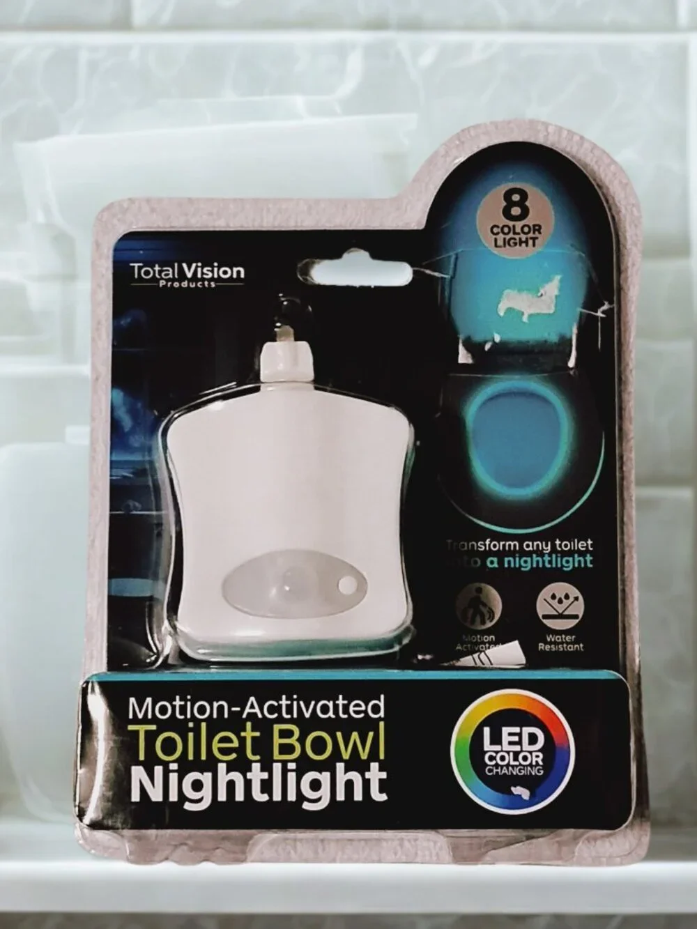Total Vision Motion-Activated (8) Colors-Changing Toilet Bowl LED Nightlight